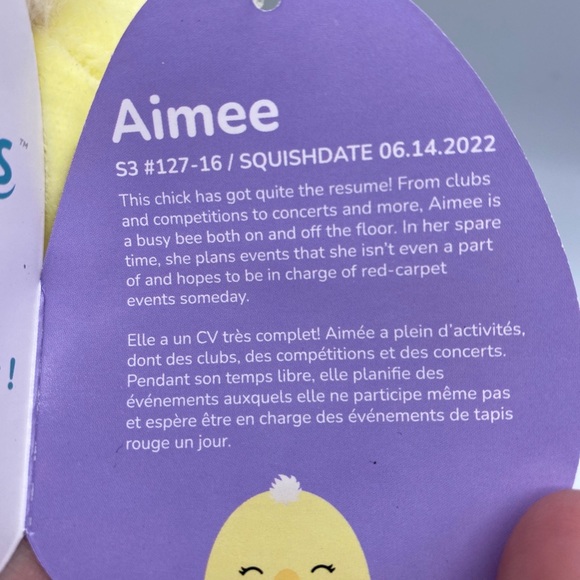 Squishmallow 3.5" Aimee Chick Clip Yellow Flower Belly 2023 Easter Plush BNWT - Picture 6 of 6